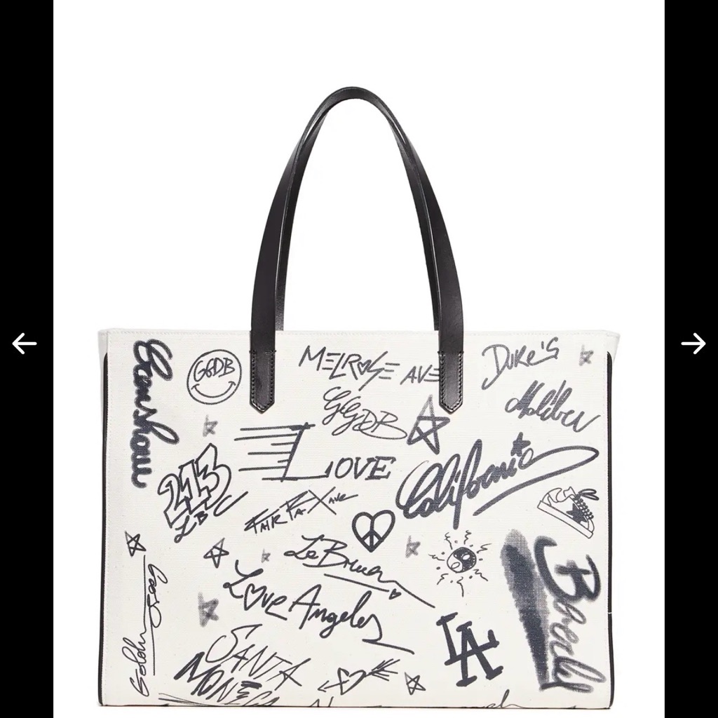 Golden Goose White And Black Graphic Tote